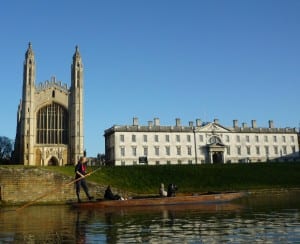 Punting in front of King's College, Cambridge